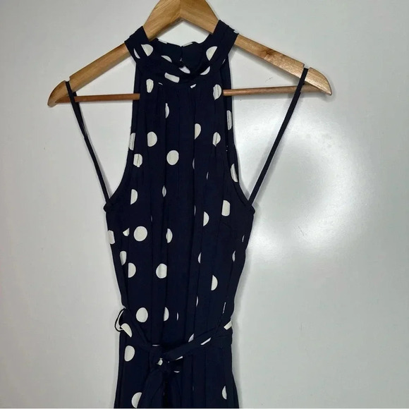 Anthropologie Navy Polka Dot Halter Tie Waist Romper Size XS - Picture 7 of 8